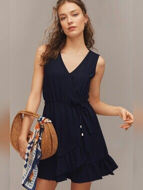 NWT Maurices Black Wrap Front Ruffle Hem Dress